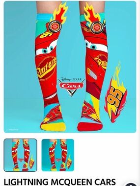 MADMIA Lightning McQueen Kids Knee-High Socks - Red & Turquoise